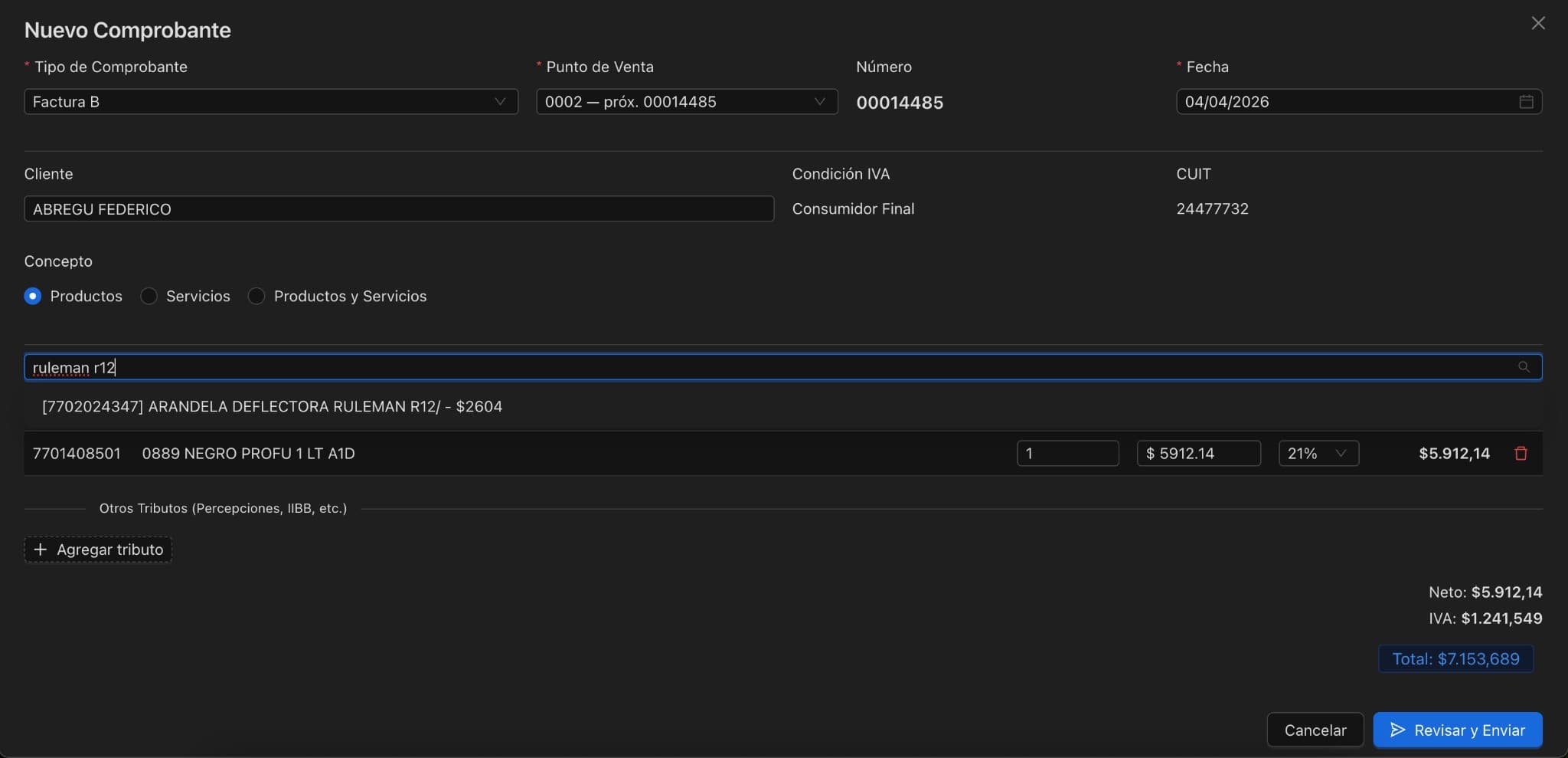 Captura de JCLB Go: Nuevo comprobante